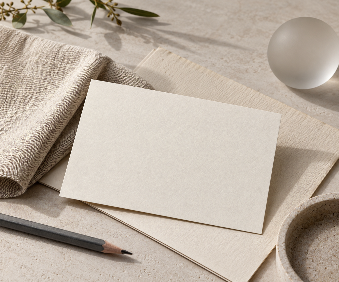 Cream paper and tactile materials in daylight